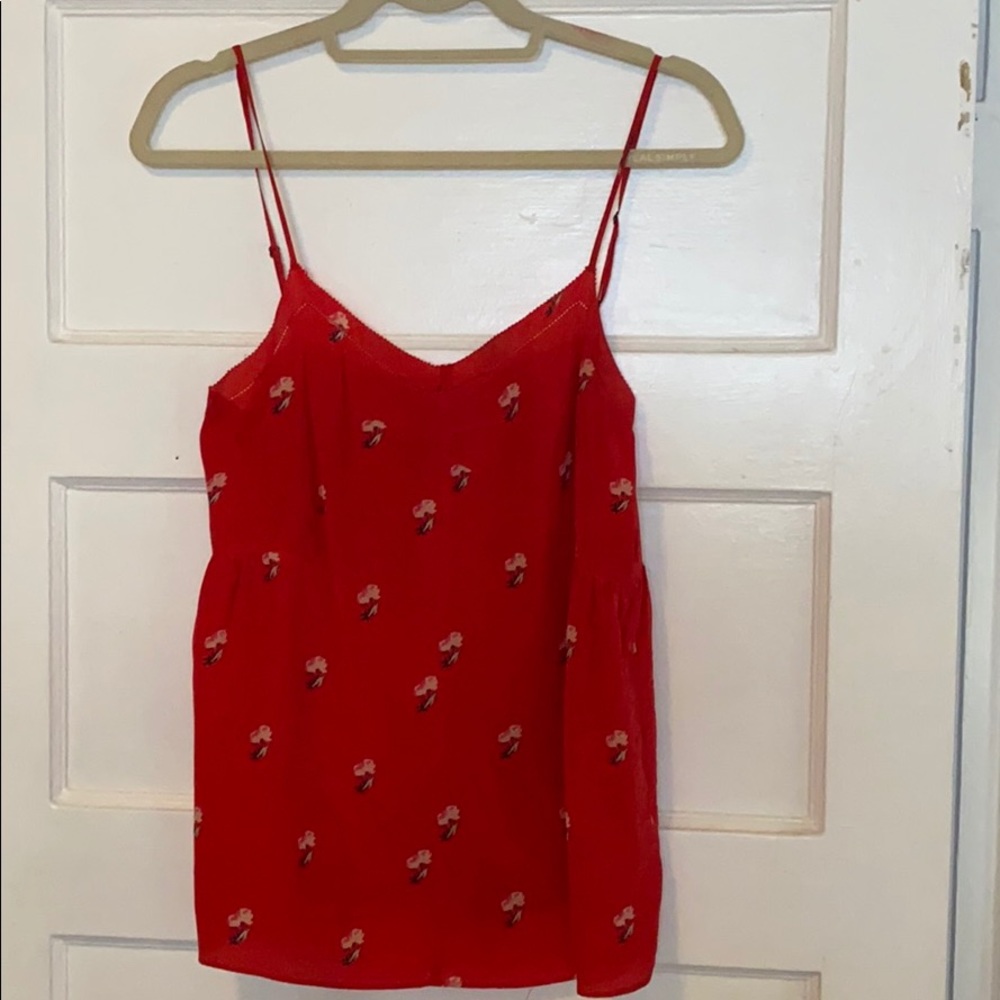 Madewell | Red Silk Floral Cami Tank Top